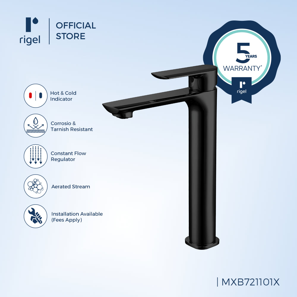 Rigel R-MXB721101X-BM Extended Basin Mixer - Matte Black