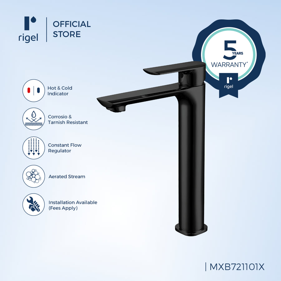 Rigel R-MXB721101X-BM Extended Basin Mixer - Matte Black