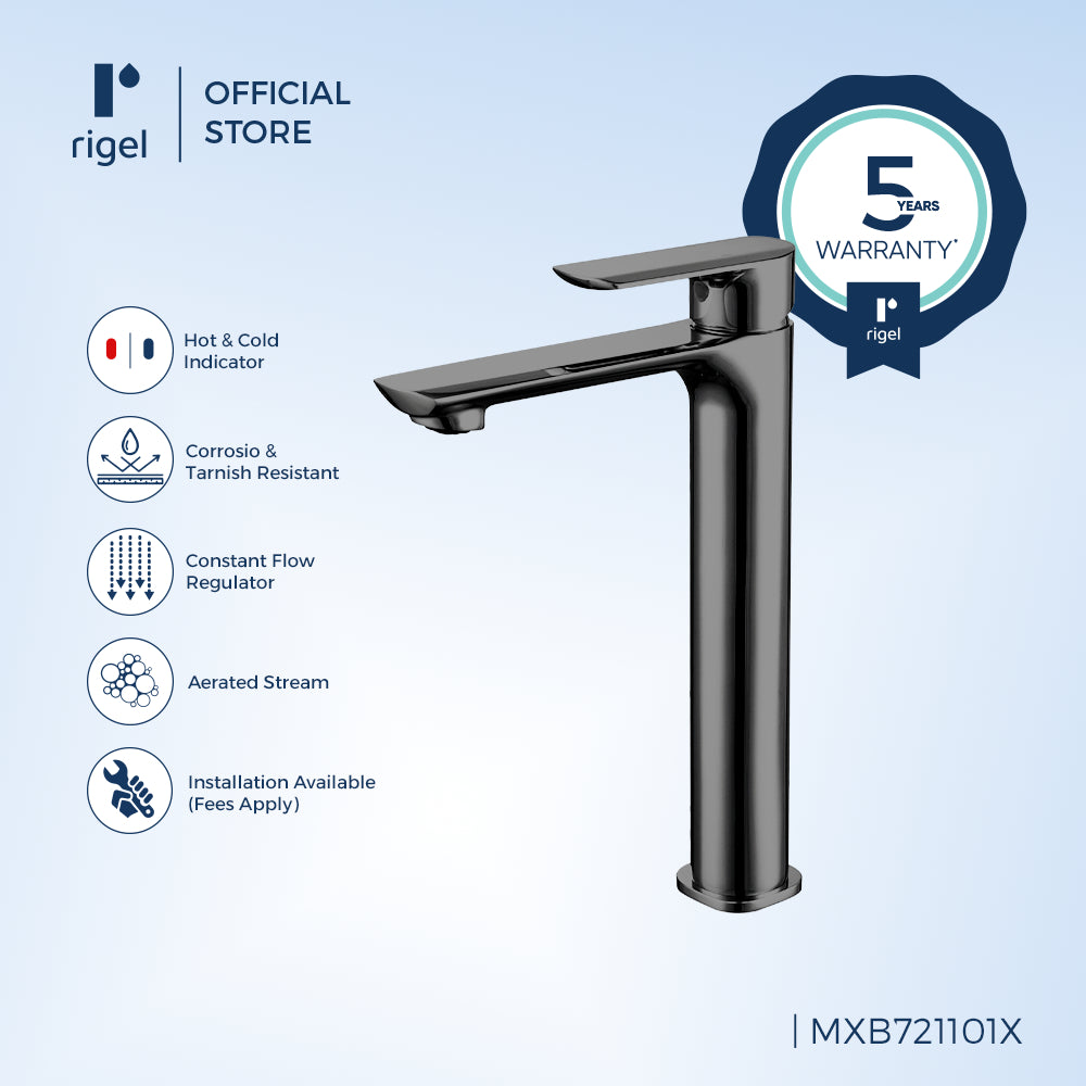 Rigel W2-R-MXB721101X-GUN Extended Basin Mixer - Gun Metal