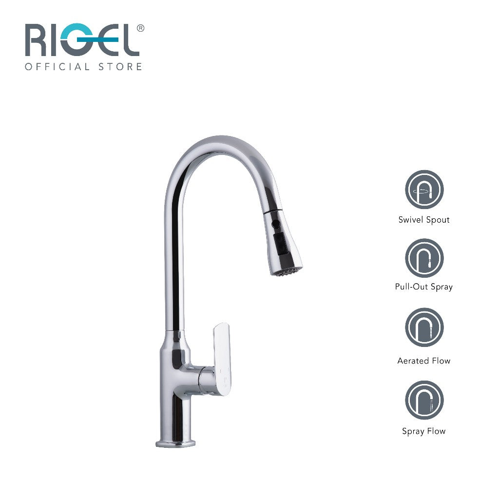 Rigel W3-R-MXK722101P Sink Mixer with Pull-out Spout