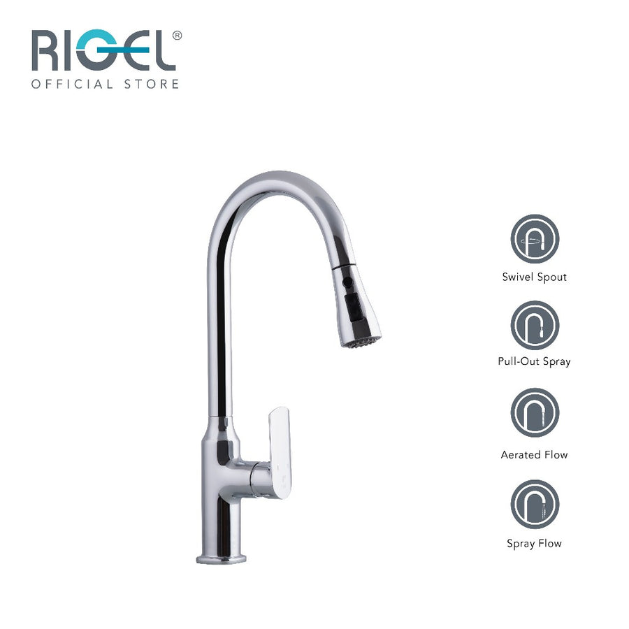 Rigel W3-R-MXK722101P Sink Mixer with Pull-out Spout