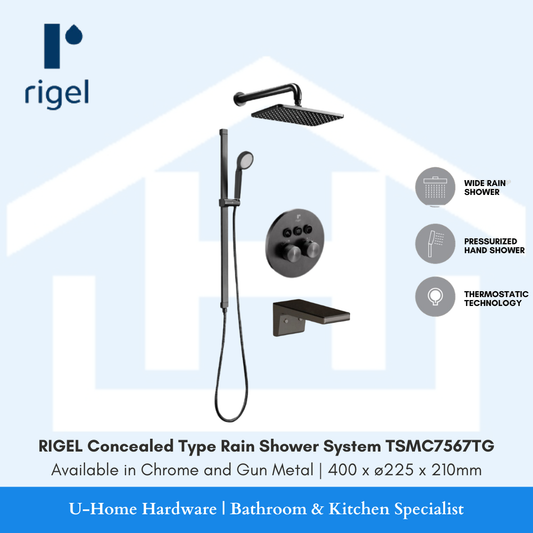Rigel TSMC7567TG Concealed 3 Function Thermostatic Shower Set - Gun Metal