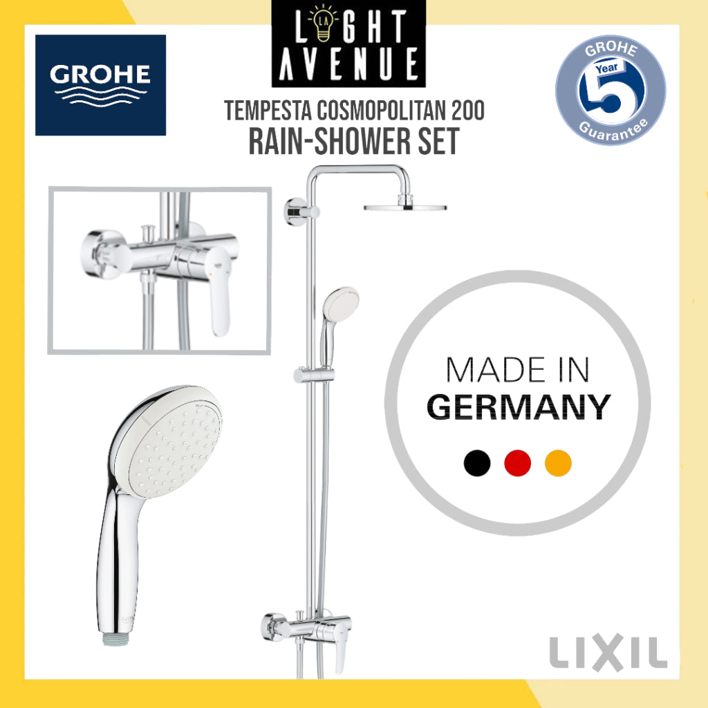 Grohe 26 244 001 Tempesta Cosmopolitian 200 Shower System with Single Lever Shower Mixer