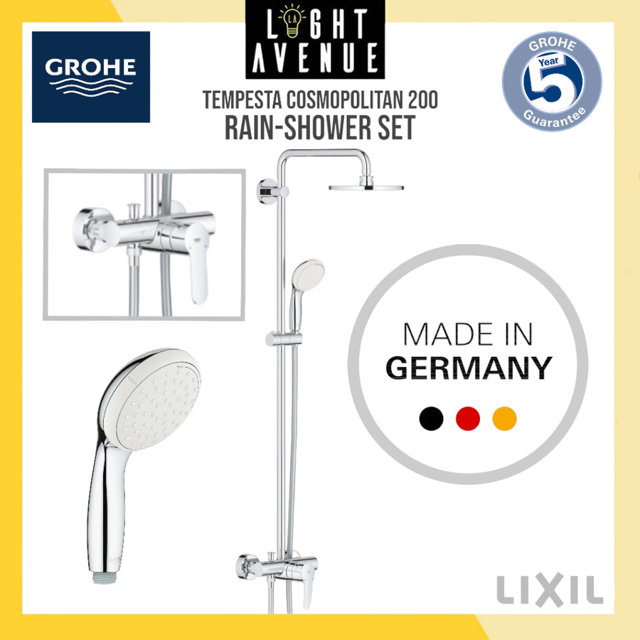Grohe 26 244 001 Tempesta Cosmopolitian 200 Shower System with Single Lever Shower Mixer