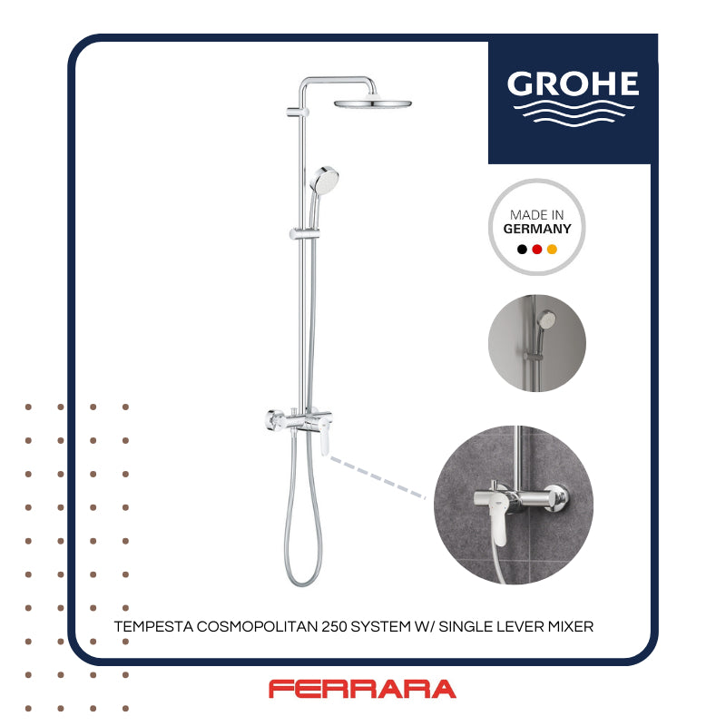 Grohe 26 673 000 Tempesta Cosmopolitian 250 Shower System with Single Lever Shower Mixer