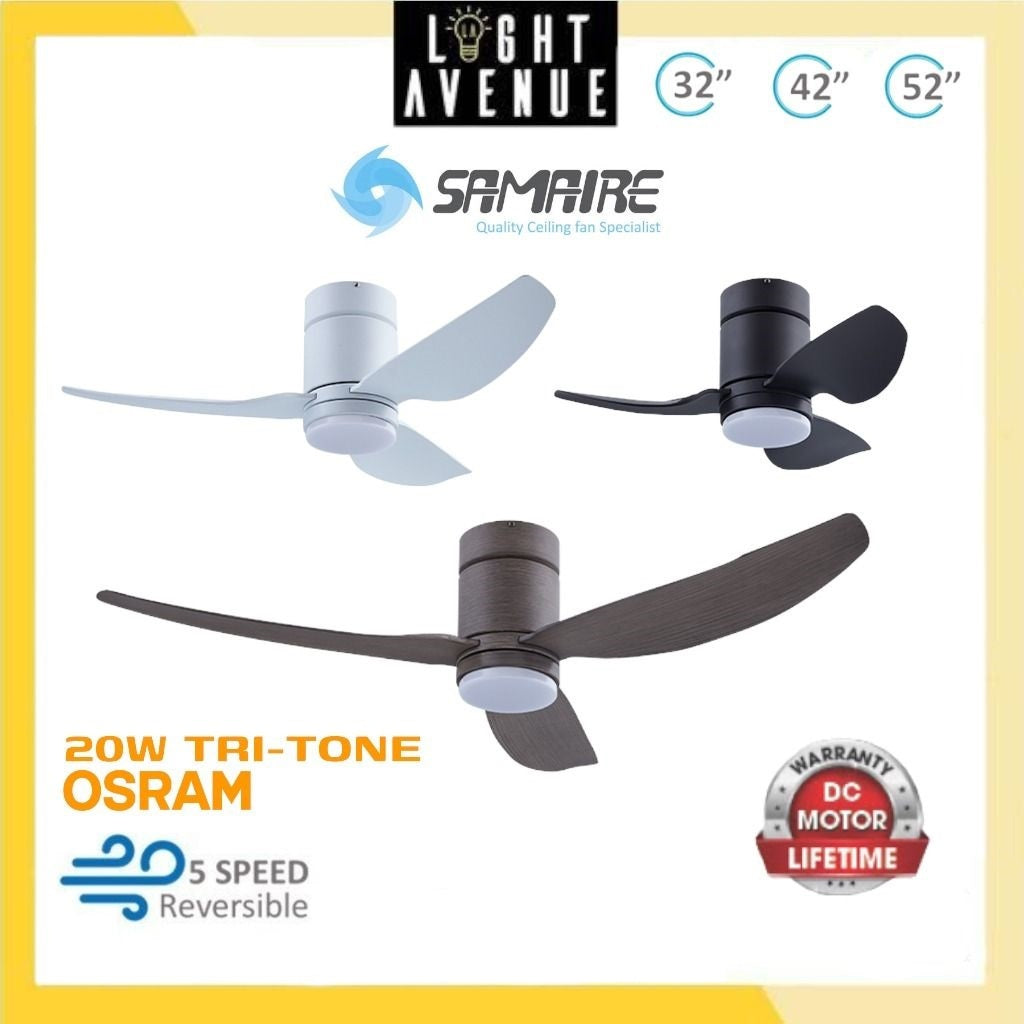 Samaire 3 Blade 32"/42"/52" Ceiling Fan with Light