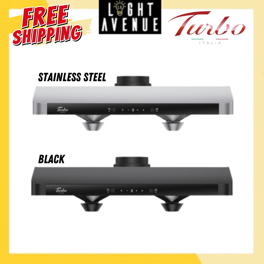 Turbo Italia TG21 Series 90cm Slim Hood Black/Stainless Steel