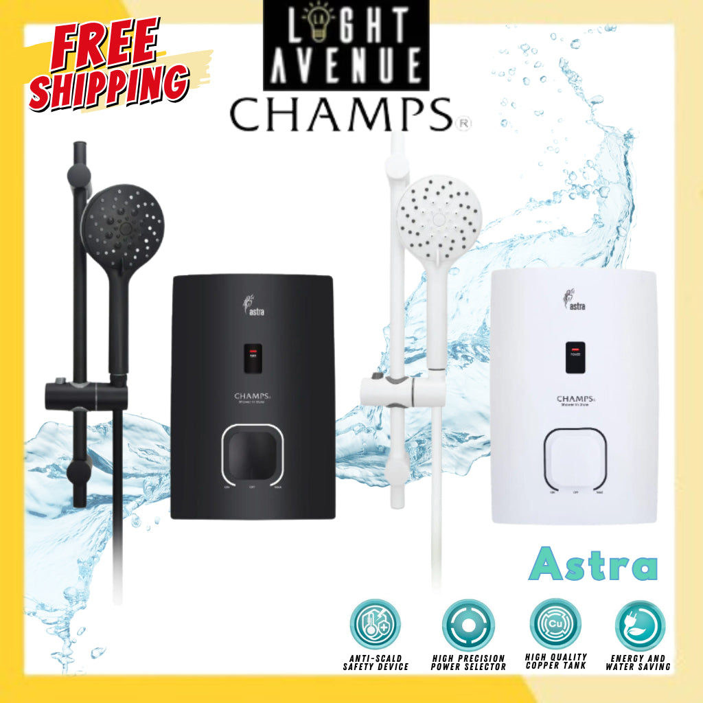Champs Instant Water Heater - Astra with Hand Shower (Carbon Black+Carbon White)