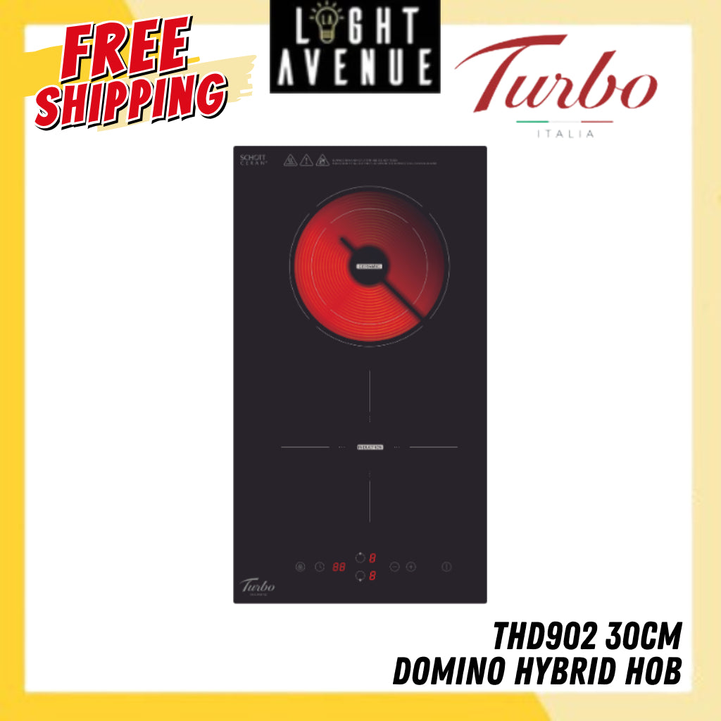 Turbo Italia THD902 30cm Domino Hybrid Hob with Induction & Ceramic Zone