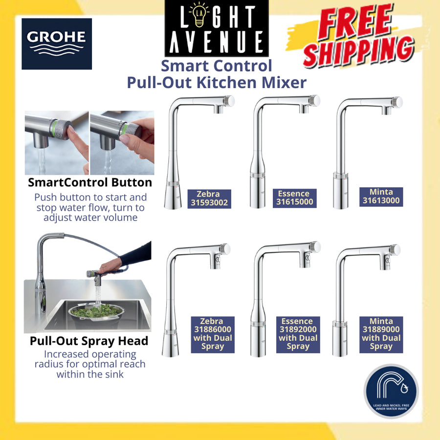 Grohe 31 615 000 Essence SmartControl Pull-out Kitchen Mixer