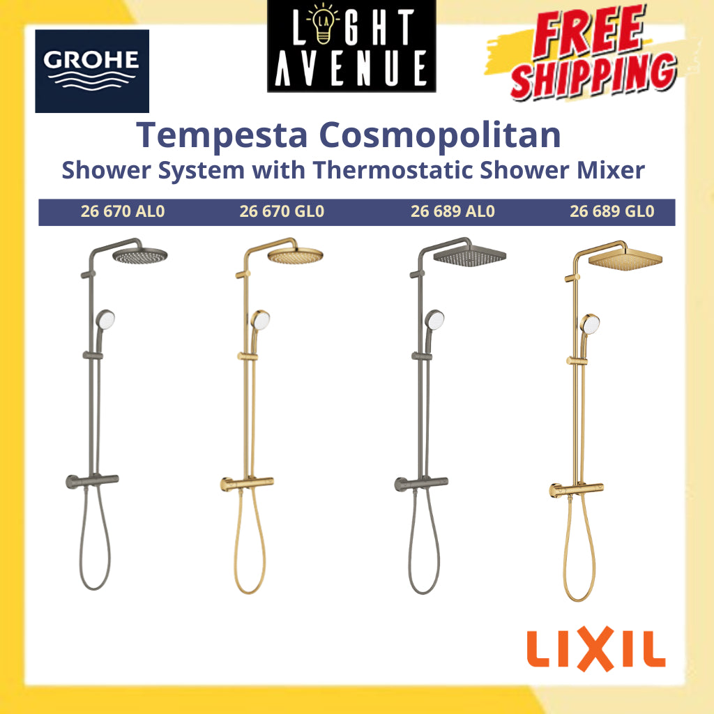 Grohe 26 670 001 Tempesta Cosmopolitan 250 Shower System with Thermostatic Shower Mixer