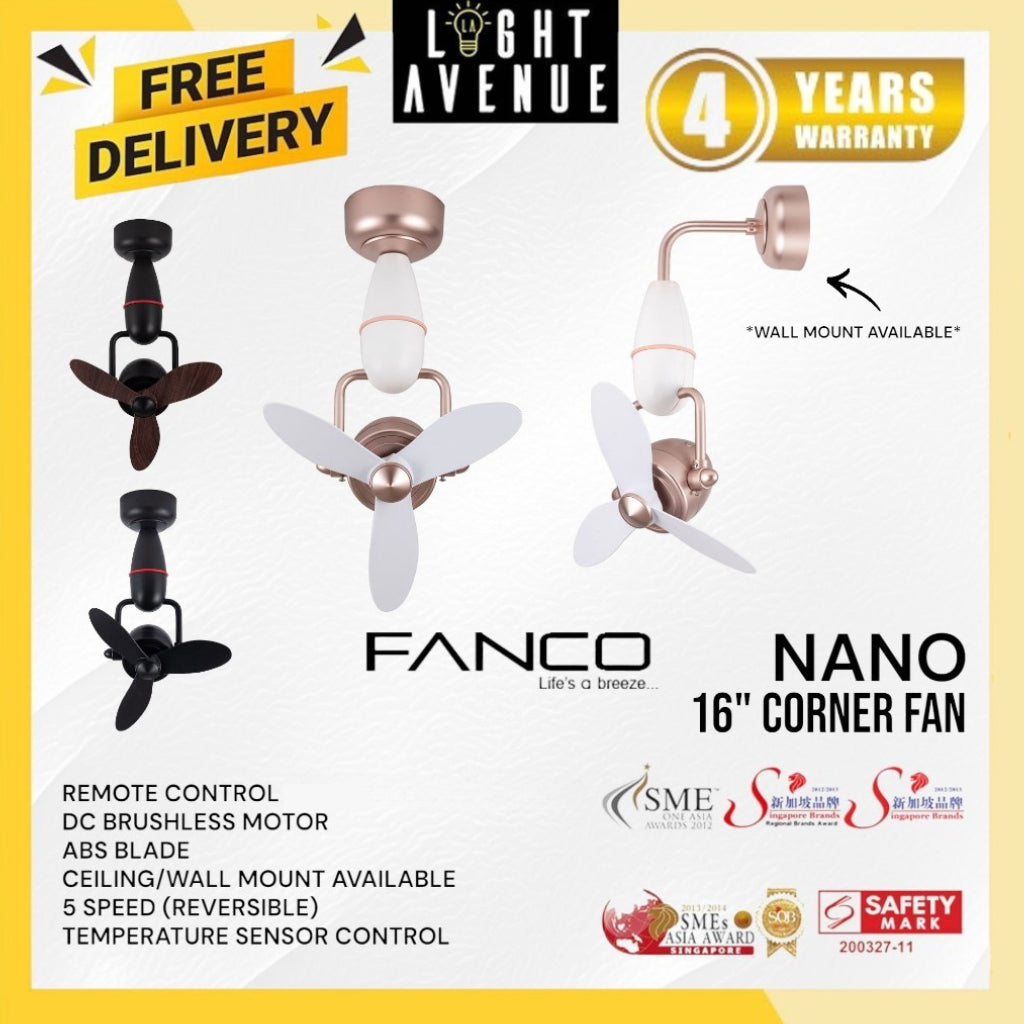 Fanco Tristar Nano Corner/Wall Fan 16"