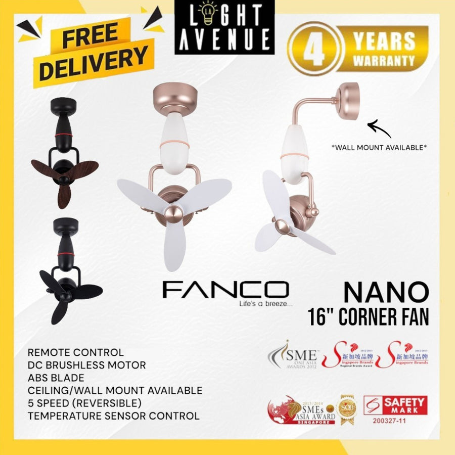 Fanco Tristar Nano Corner/Wall Fan 16"