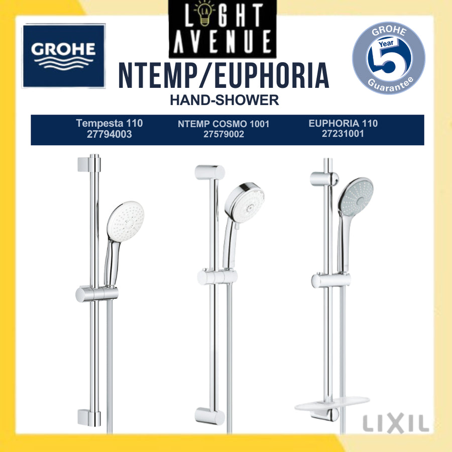 Grohe 27 794 003 Hand Shower Rail Set 3 Sprays (Rain, Jet, Massage)