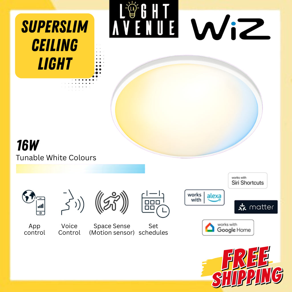 WiZ Smart WiFi SuperSlim Ceiling Light 16W 2700K to 6500K Warm White to Cool White