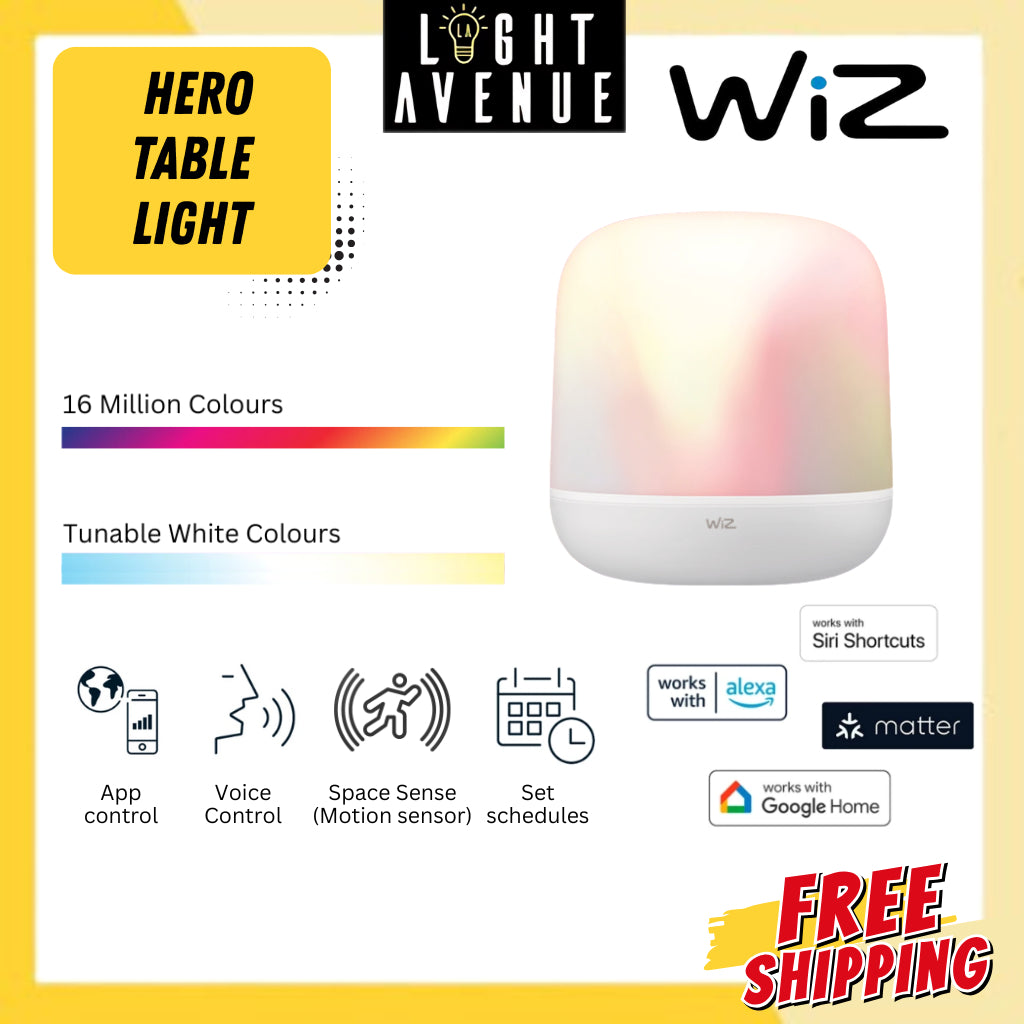 WiZ Hero Smart WiFi Dimmable Portable Table Lamp RGB