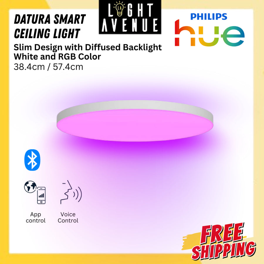 Philips Hue Datura Smart Ceiling Light Slim Design with Diffused Backlight