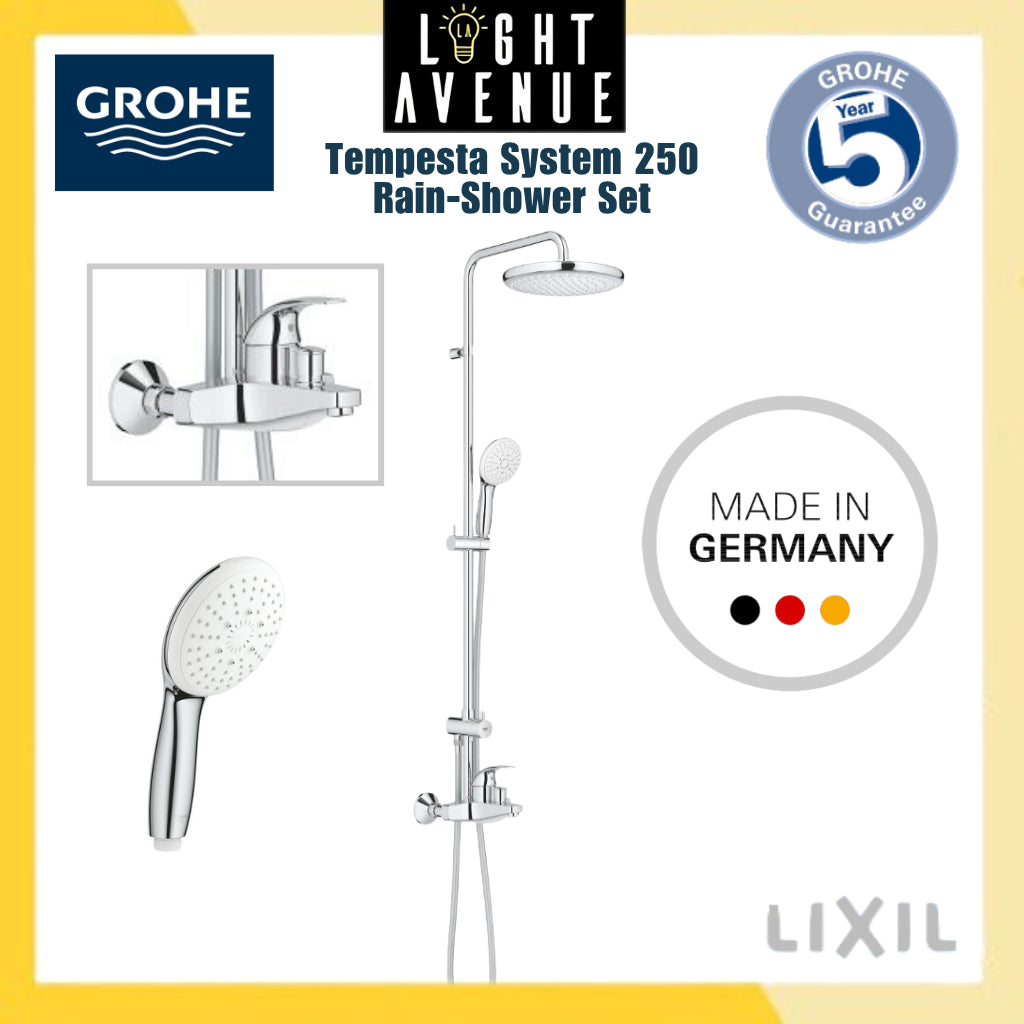 Grohe 26 674 001 Tempesta Cosmopolitian 250 Shower System with Single Lever Bath Mixer
